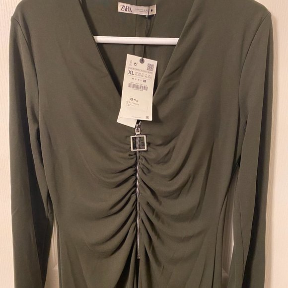 Half Zipper Long Sleeve Midi Dress - Picture 3 of 4